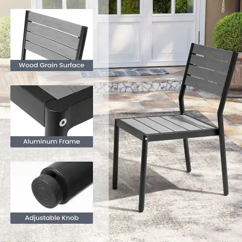 Chaises de salle à manger empilables en aluminium pour terrasse extérieure - 49,3 cm P x 39,9 cm L x 86,1 cm H