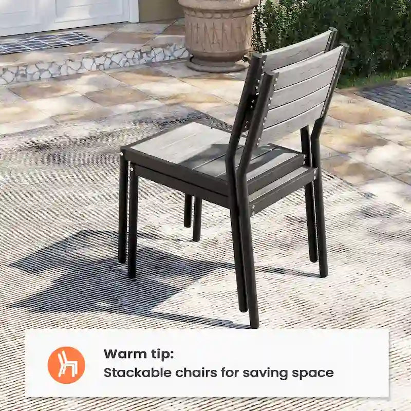 Chaises de salle à manger empilables en aluminium pour terrasse extérieure - 49,3 cm P x 39,9 cm L x 86,1 cm H