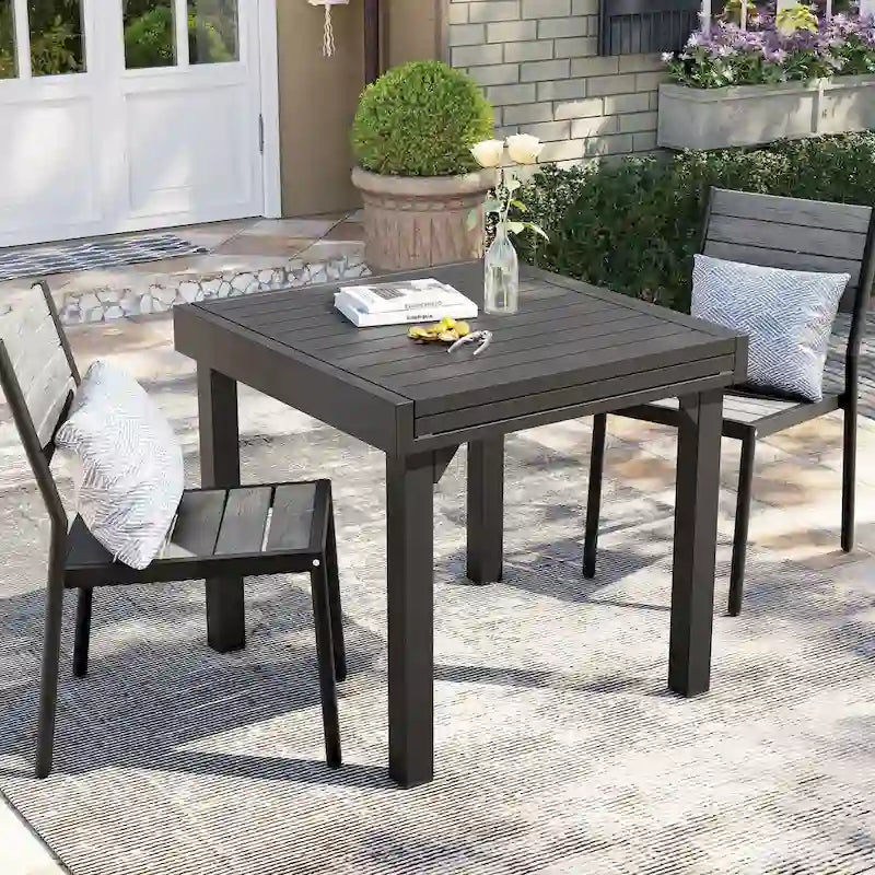 Chaises de salle à manger empilables en aluminium pour terrasse extérieure - 49,3 cm P x 39,9 cm L x 86,1 cm H