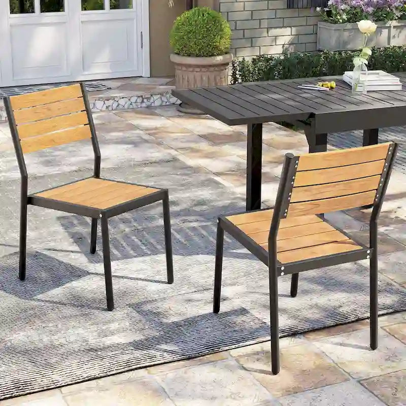 Chaises de salle à manger empilables en aluminium pour terrasse extérieure - 49,3 cm P x 39,9 cm L x 86,1 cm H