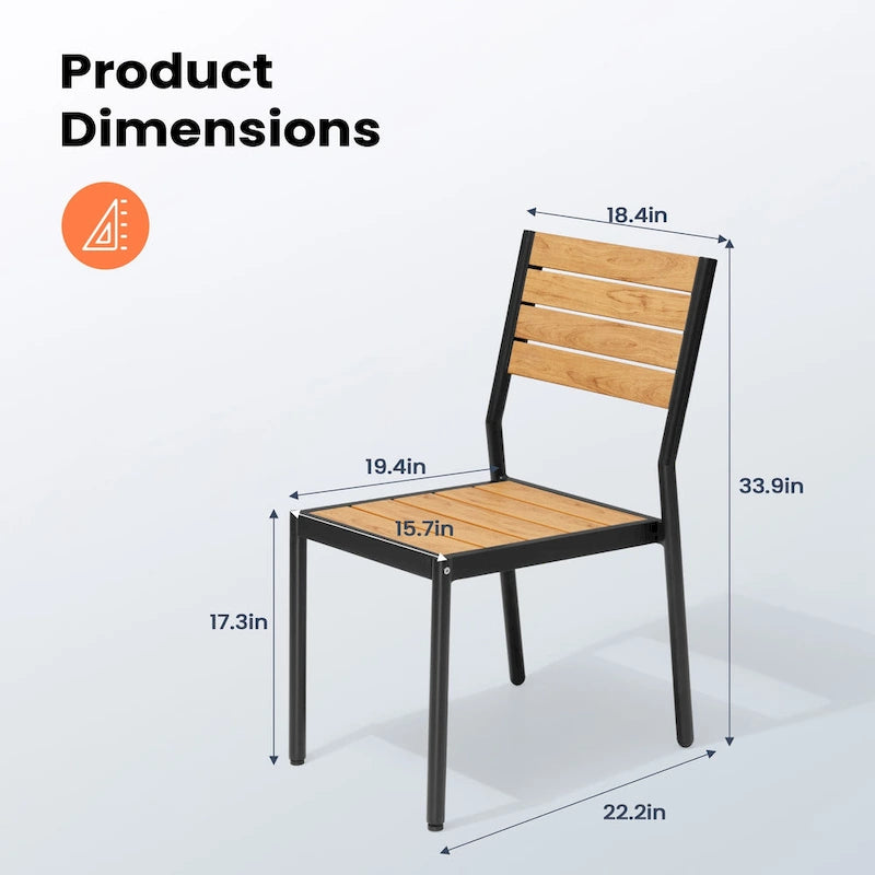 Chaises de salle à manger empilables en aluminium pour terrasse extérieure - 49,3 cm P x 39,9 cm L x 86,1 cm H