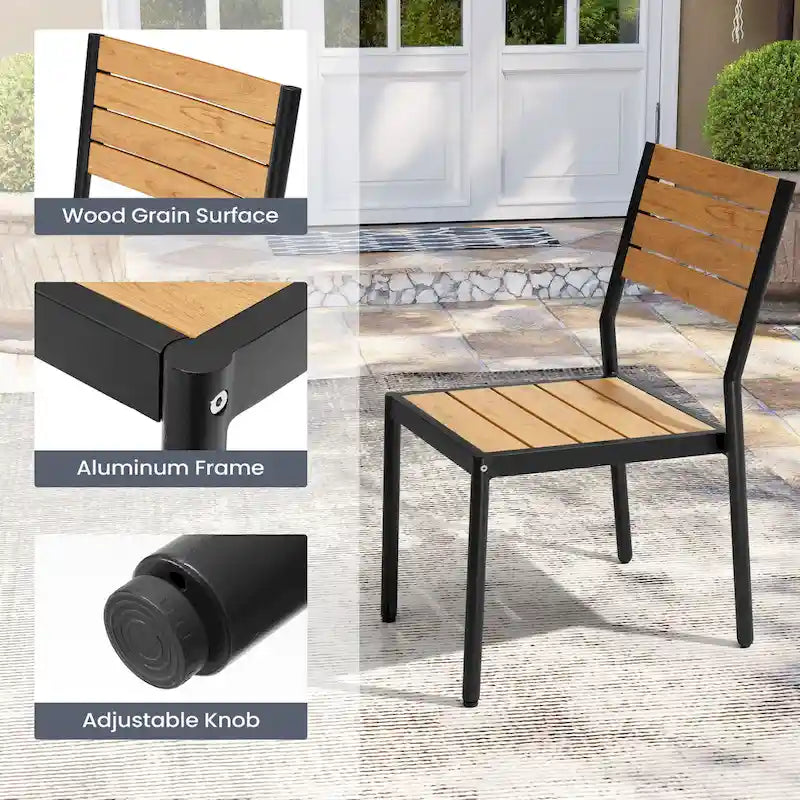 Chaises de salle à manger empilables en aluminium pour terrasse extérieure - 49,3 cm P x 39,9 cm L x 86,1 cm H
