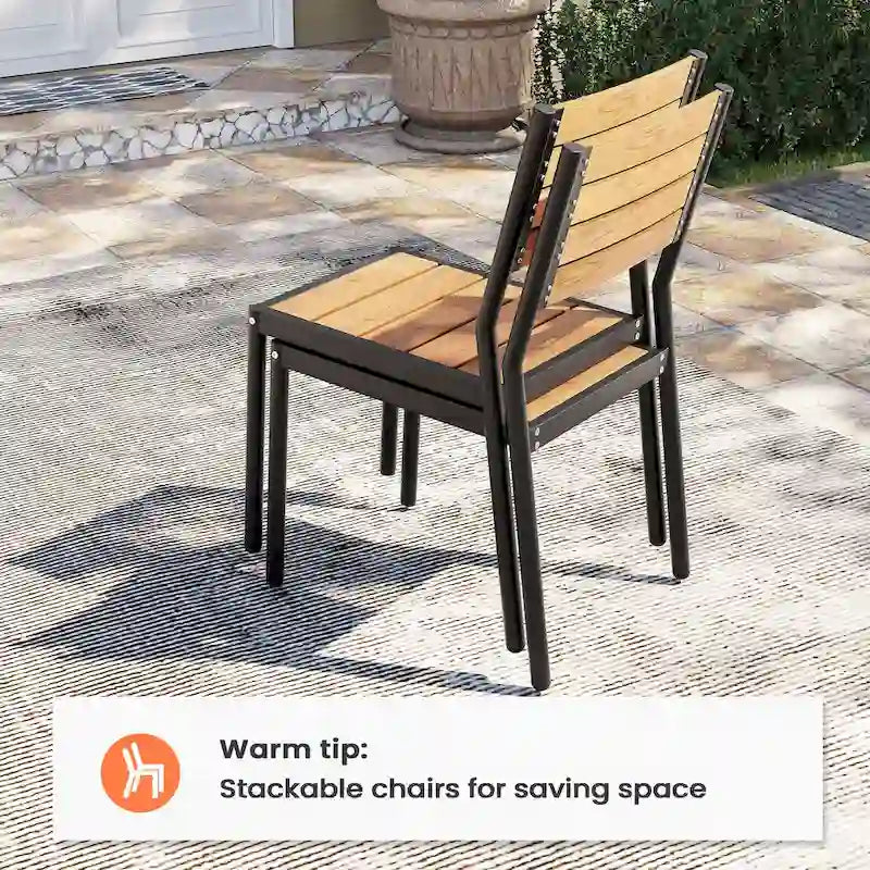 Chaises de salle à manger empilables en aluminium pour terrasse extérieure - 49,3 cm P x 39,9 cm L x 86,1 cm H
