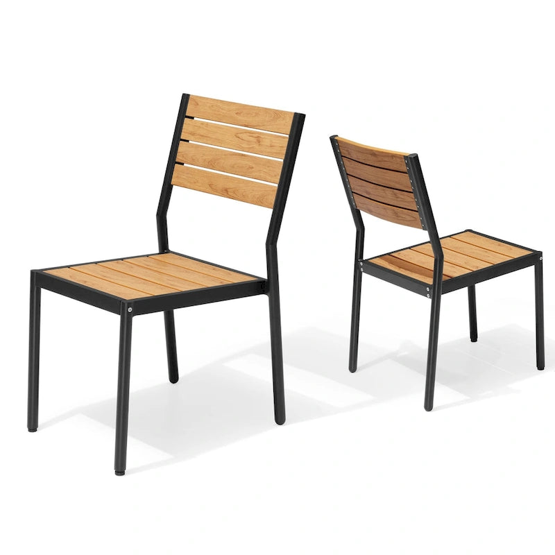 Chaises de salle à manger empilables en aluminium pour terrasse extérieure - 49,3 cm P x 39,9 cm L x 86,1 cm H