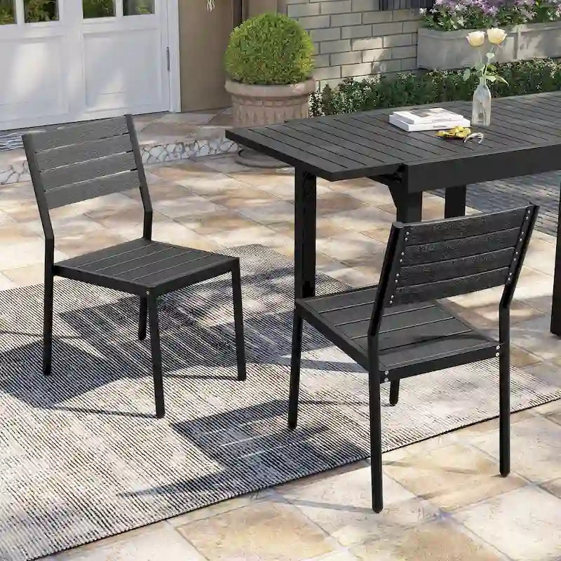 Chaises de salle à manger empilables en aluminium pour terrasse extérieure - 49,3 cm P x 39,9 cm L x 86,1 cm H