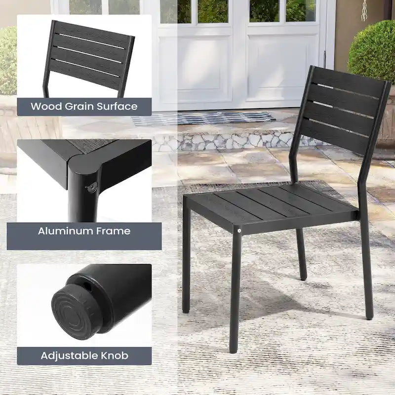 Chaises de salle à manger empilables en aluminium pour terrasse extérieure - 49,3 cm P x 39,9 cm L x 86,1 cm H