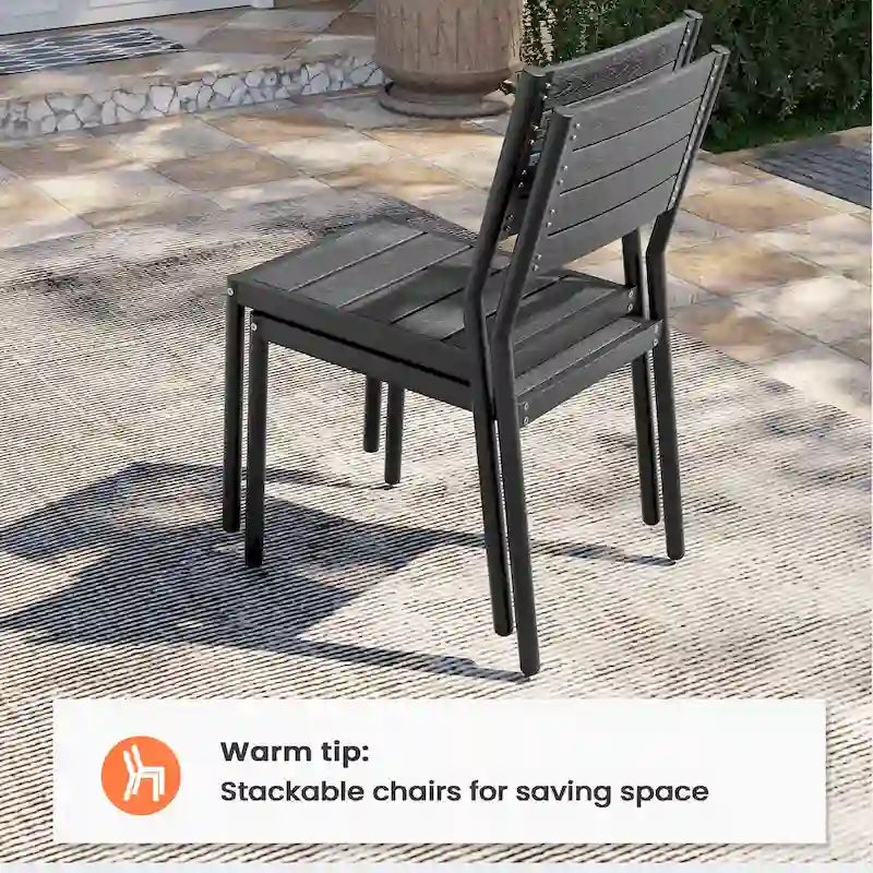 Chaises de salle à manger empilables en aluminium pour terrasse extérieure - 49,3 cm P x 39,9 cm L x 86,1 cm H