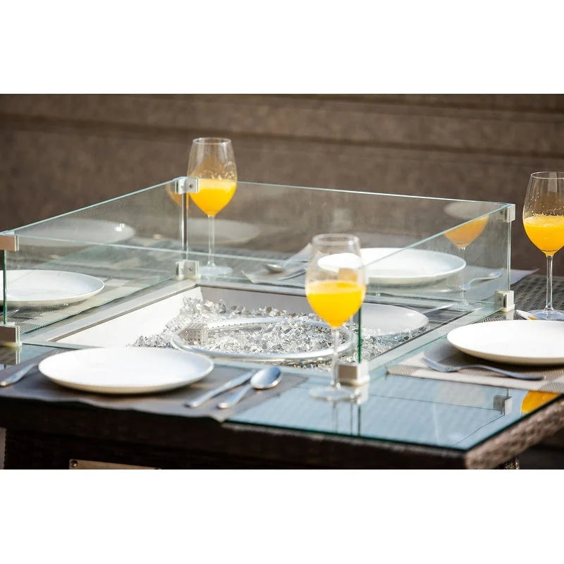 Table de salle à manger brasero carré à gaz pour terrasse