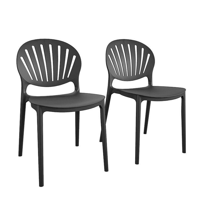 Chaise empilable en résine d'intérieur/extérieur avec dossier coquille