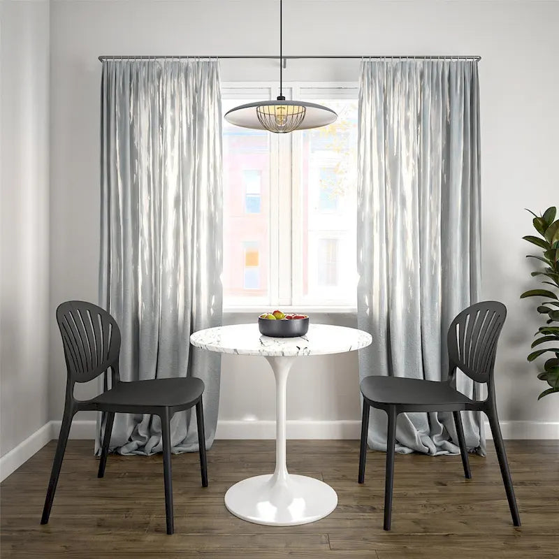 Chaise empilable en résine d'intérieur/extérieur avec dossier coquille