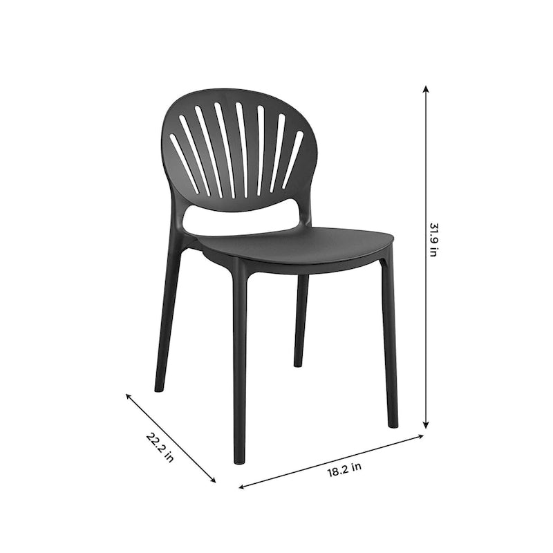 Chaise empilable en résine d'intérieur/extérieur avec dossier coquille