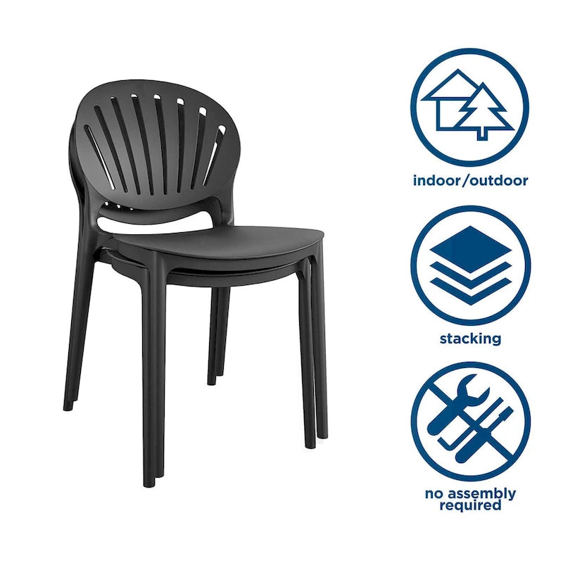 Chaise empilable en résine d'intérieur/extérieur avec dossier coquille