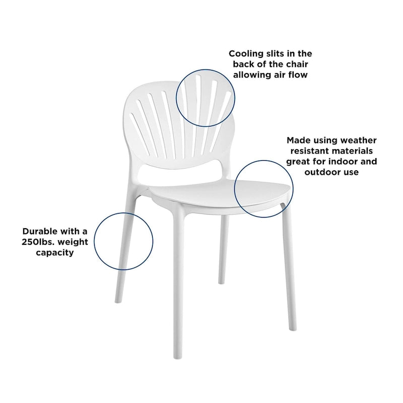 Chaise empilable en résine d'intérieur/extérieur avec dossier coquille