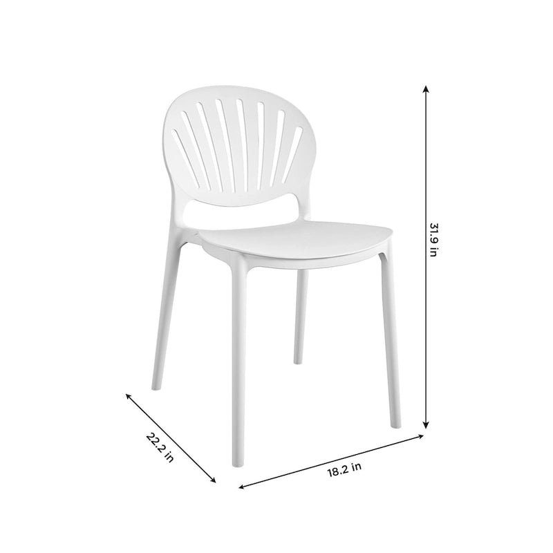 Chaise empilable en résine d'intérieur/extérieur avec dossier coquille