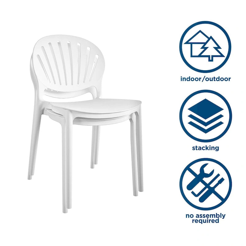Chaise empilable en résine d'intérieur/extérieur avec dossier coquille