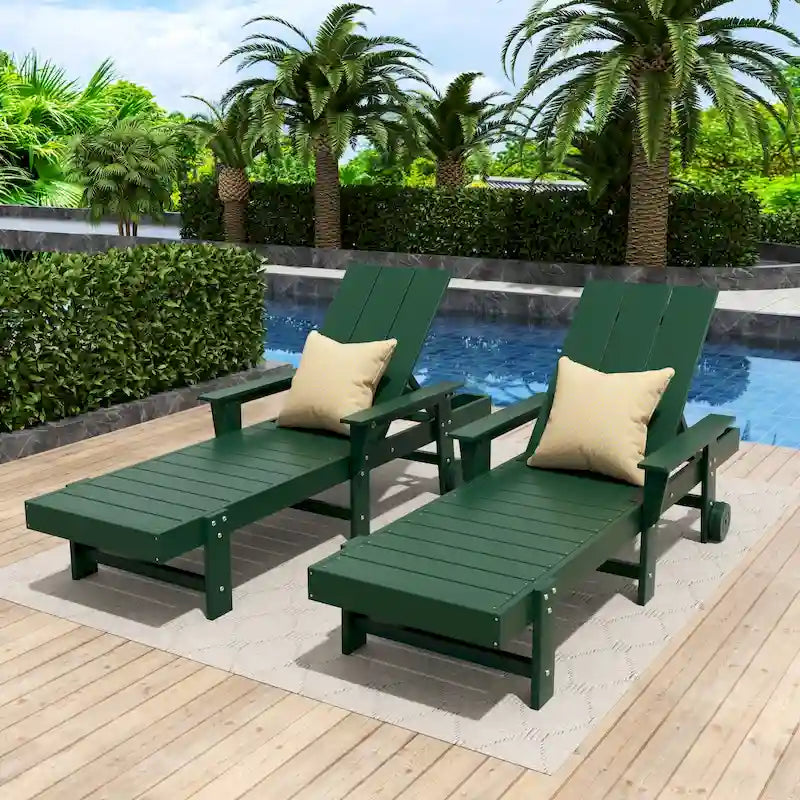 Chaise longue en polyéthylène moderne, inclinable, écologique, toutes saisons, avec accoudoirs et roues