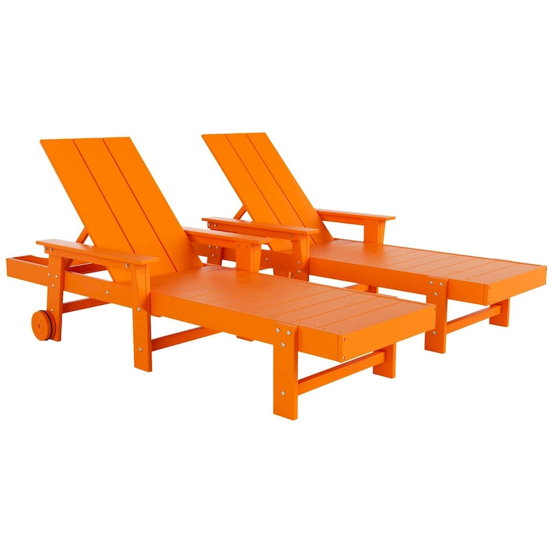 Chaise longue en polyéthylène moderne, inclinable, écologique, toutes saisons, avec accoudoirs et roues