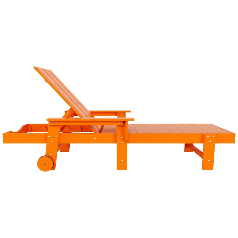 Chaise longue en polyéthylène moderne, inclinable, écologique, toutes saisons, avec accoudoirs et roues