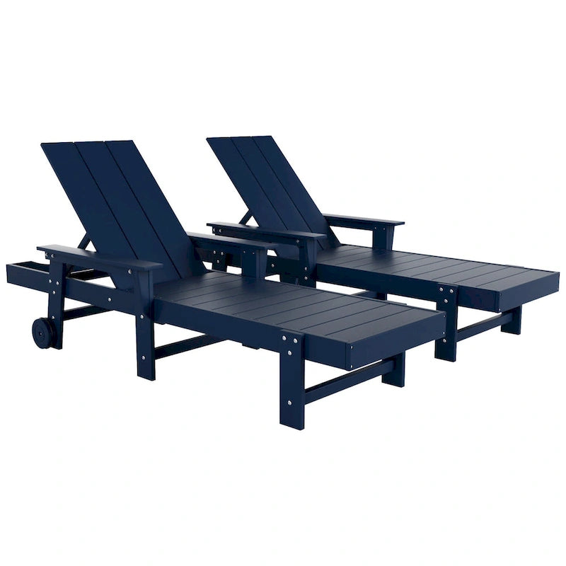 Chaise longue en polyéthylène moderne, inclinable, écologique, toutes saisons, avec accoudoirs et roues