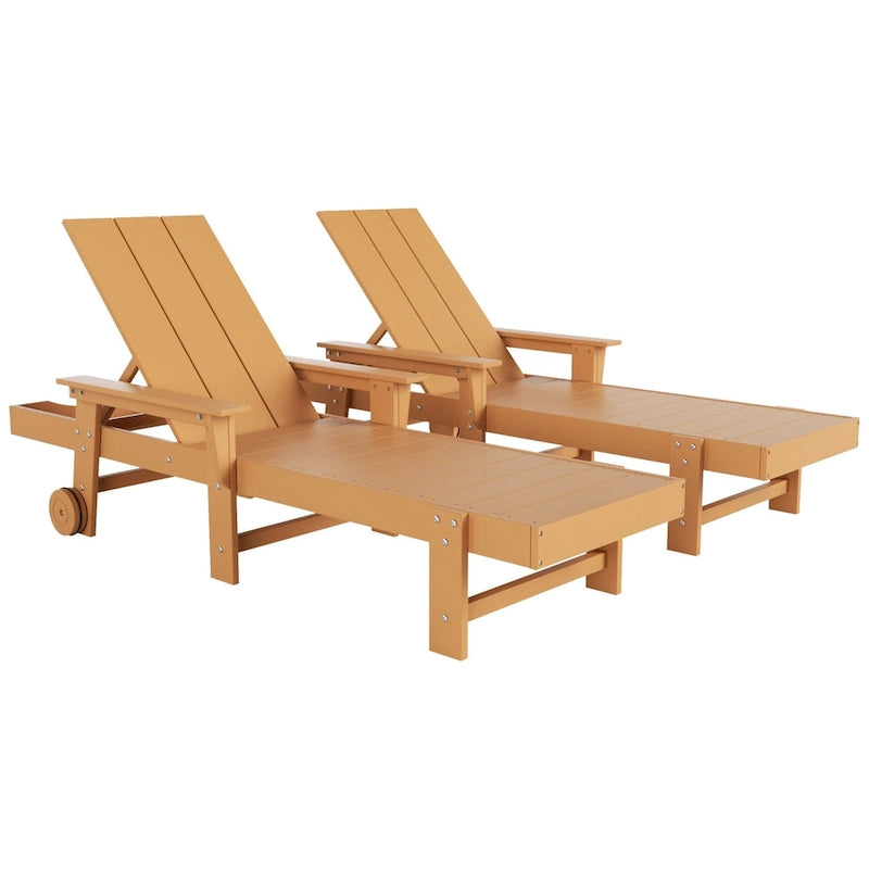 Chaise longue en polyéthylène moderne, inclinable, écologique, toutes saisons, avec accoudoirs et roues
