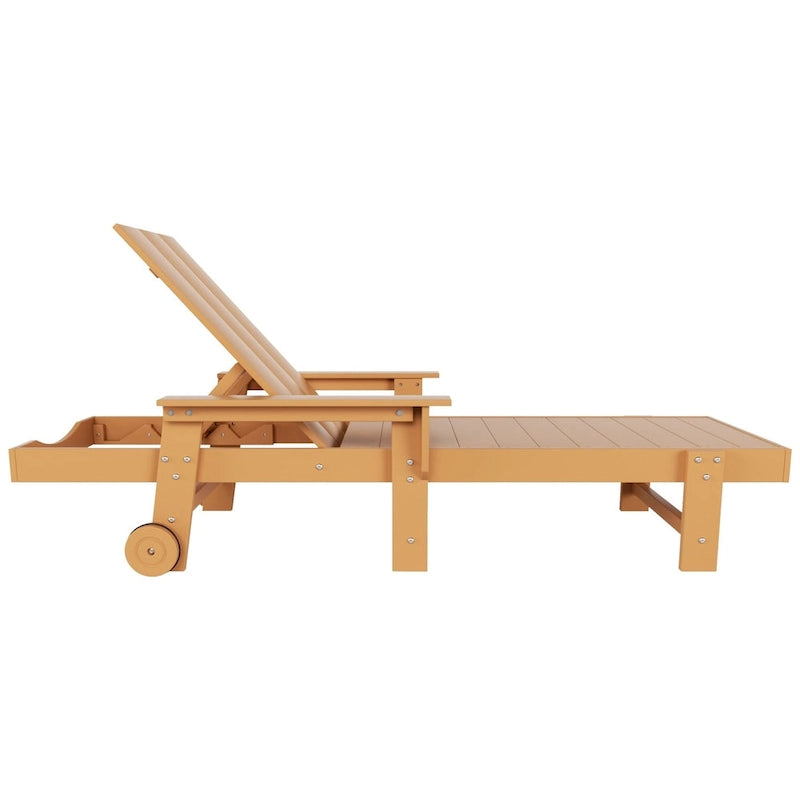 Chaise longue en polyéthylène moderne, inclinable, écologique, toutes saisons, avec accoudoirs et roues