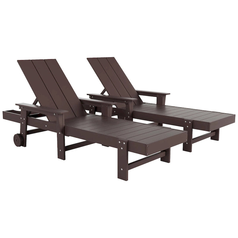 Chaise longue en polyéthylène moderne, inclinable, écologique, toutes saisons, avec accoudoirs et roues