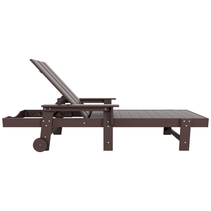 Chaise longue en polyéthylène moderne, inclinable, écologique, toutes saisons, avec accoudoirs et roues