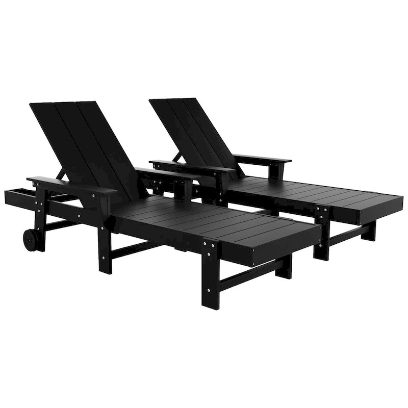 Chaise longue en polyéthylène moderne, inclinable, écologique, toutes saisons, avec accoudoirs et roues