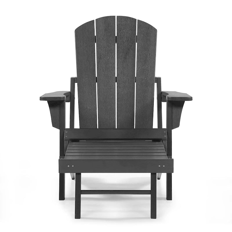 Chaise Adirondack pliante en polyéthylène avec ottoman coulissant