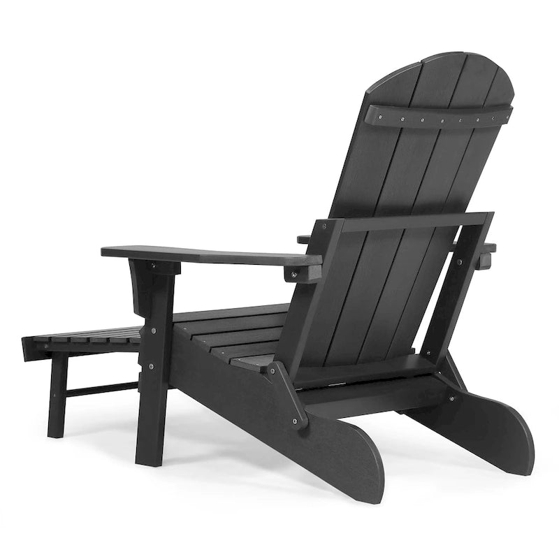 Chaise Adirondack pliante en polyéthylène avec ottoman coulissant