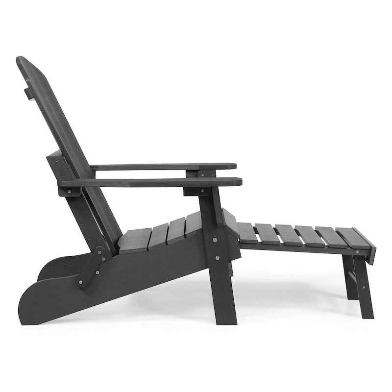 Chaise Adirondack pliante en polyéthylène avec ottoman coulissant