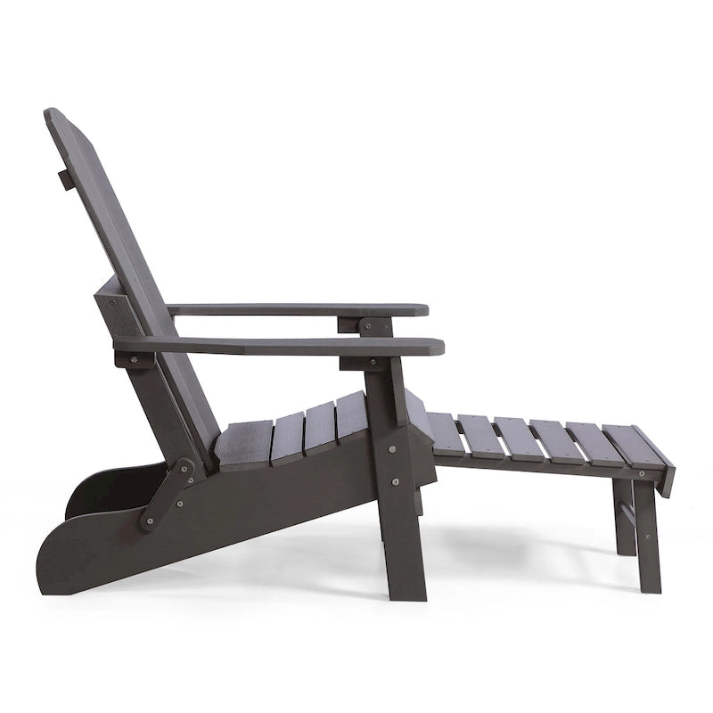 Chaise Adirondack pliante en polyéthylène avec ottoman coulissant