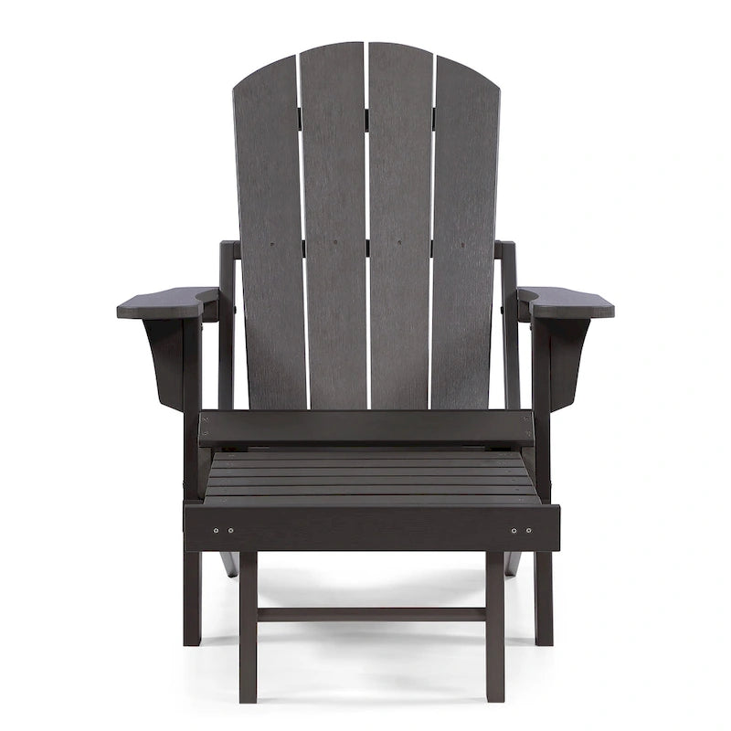 Chaise Adirondack pliante en polyéthylène avec ottoman coulissant