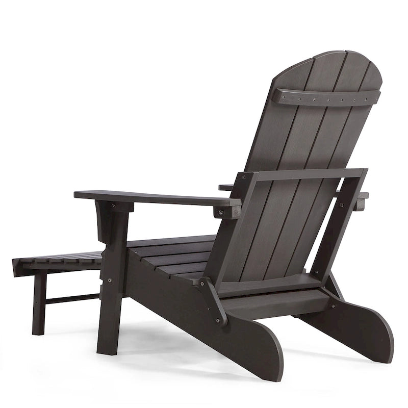 Chaise Adirondack pliante en polyéthylène avec ottoman coulissant