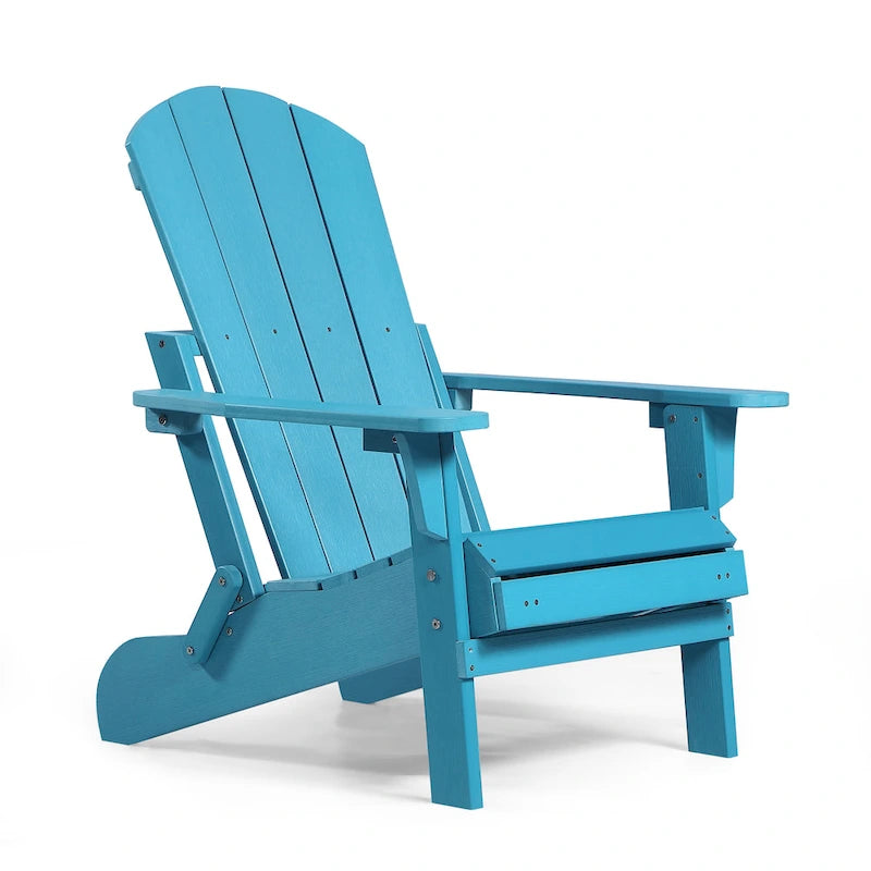 Chaise Adirondack pliante en polyéthylène avec ottoman coulissant