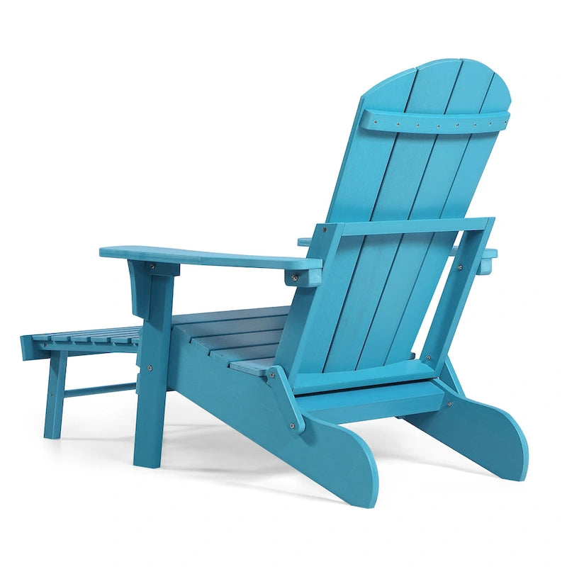 Chaise Adirondack pliante en polyéthylène avec ottoman coulissant