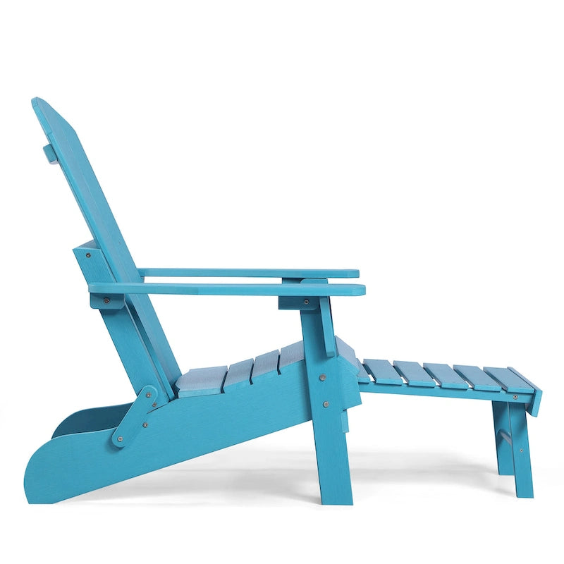 Chaise Adirondack pliante en polyéthylène avec ottoman coulissant