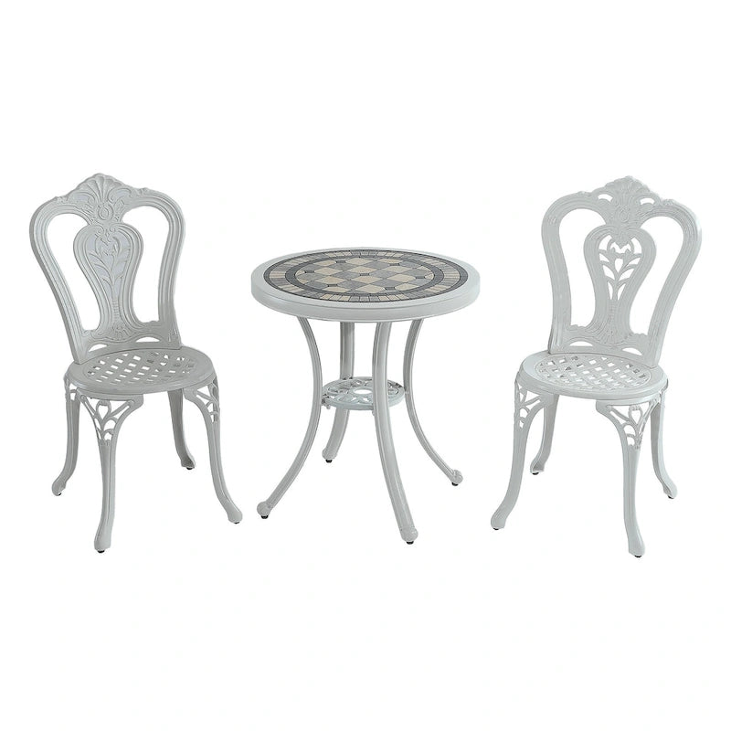Ensemble de salle à manger et chaises d'extérieur en aluminium moulé