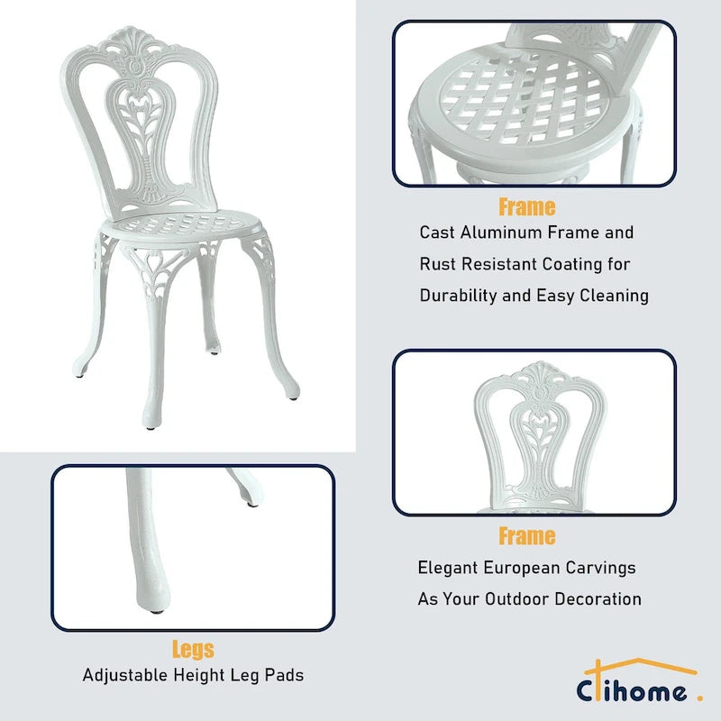 Ensemble de salle à manger et chaises d'extérieur en aluminium moulé