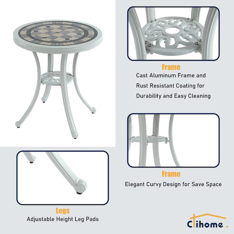 Ensemble de salle à manger et chaises d'extérieur en aluminium moulé