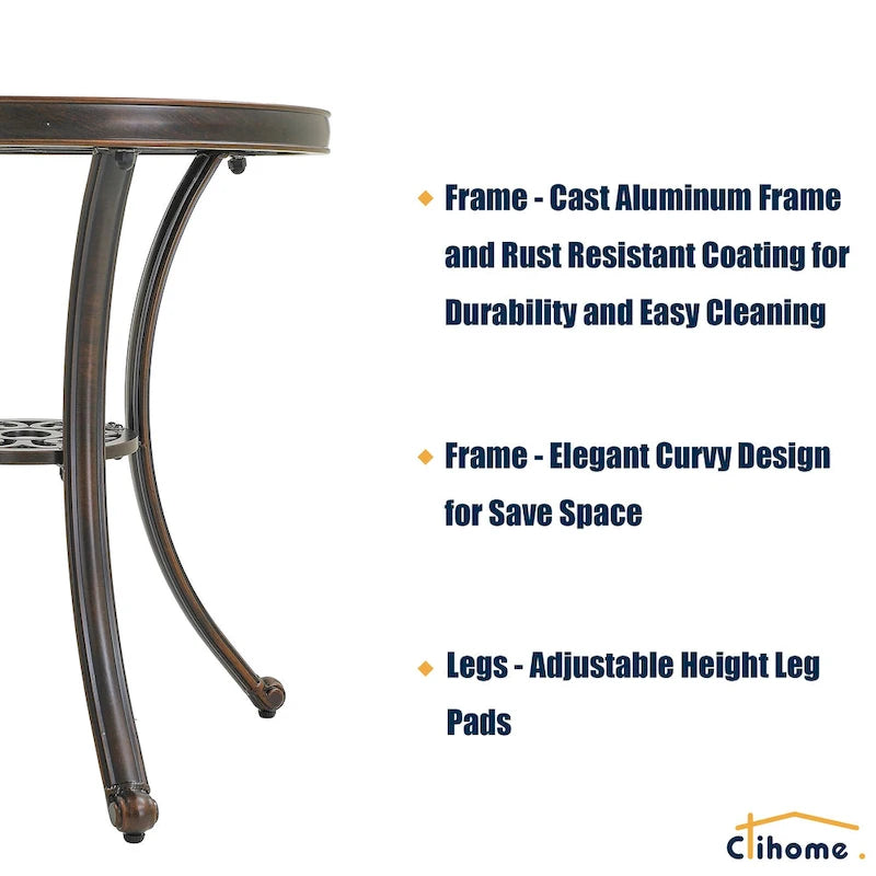 Ensemble de salle à manger et chaises d'extérieur en aluminium moulé