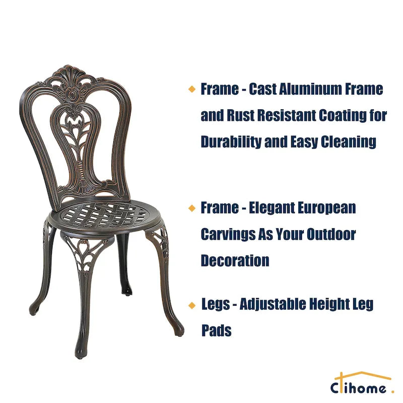 Ensemble de salle à manger et chaises d'extérieur en aluminium moulé