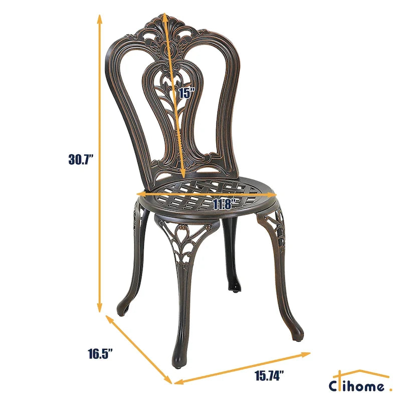Ensemble de salle à manger et chaises d'extérieur en aluminium moulé