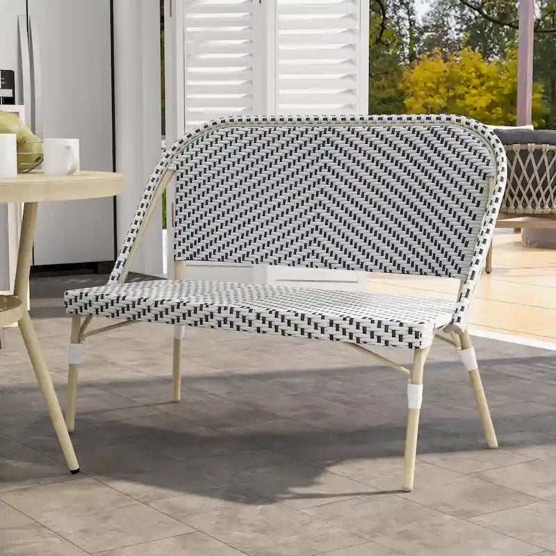 Banc de patio en aluminium couleur naturelle