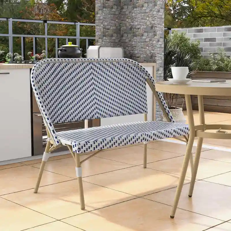 Banc de patio en aluminium couleur naturelle