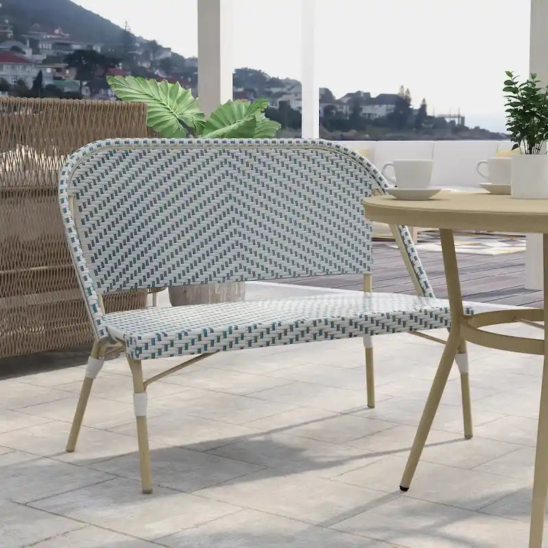 Banc de patio en aluminium couleur naturelle