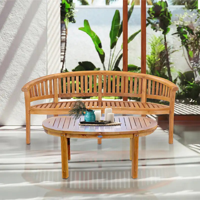 Banc triple d'extérieur et de jardin en teck Chic Teak Peanut, qualité commerciale