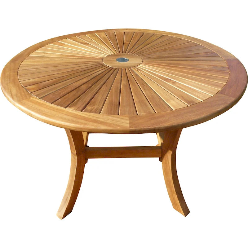 Table à manger en teck, intérieur/extérieur, 119 cm (table seulement)