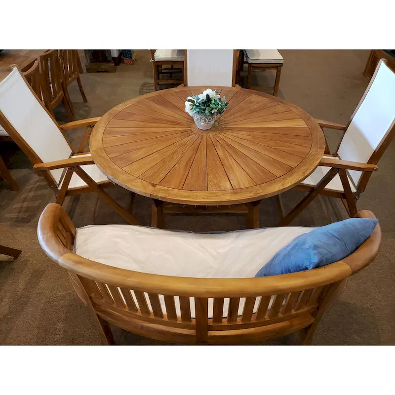 Table à manger en teck, intérieur/extérieur, 119 cm (table seulement)
