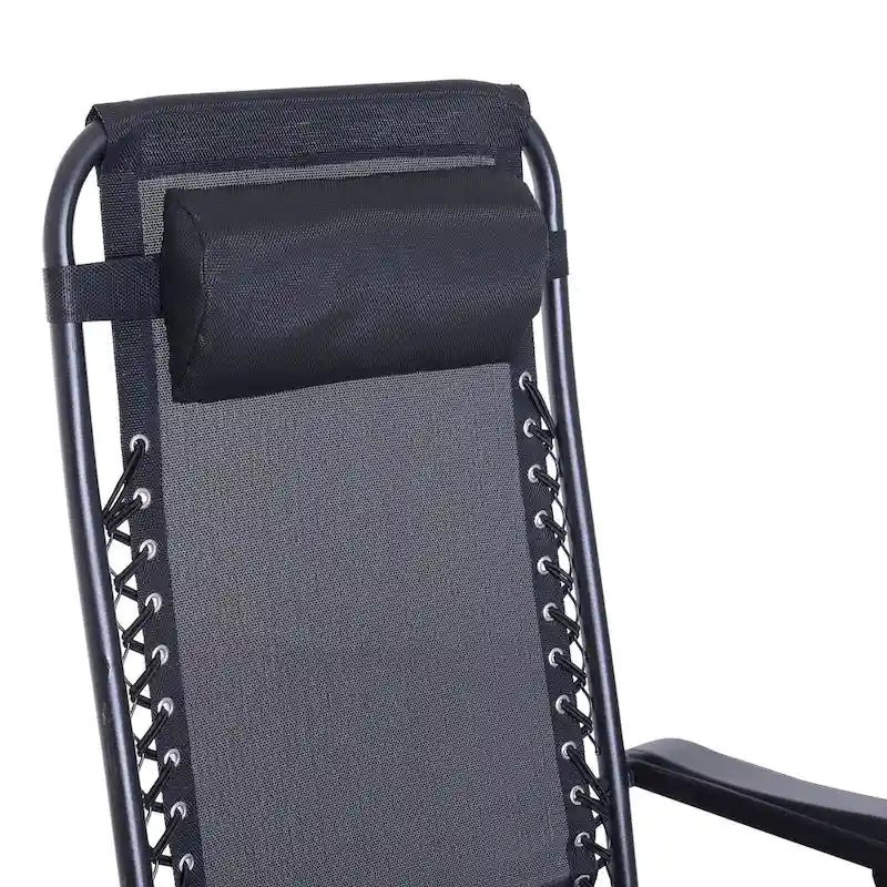 Chaise longue à bascule pliable Zéro Gravité avec porte-gobelet – Noir
